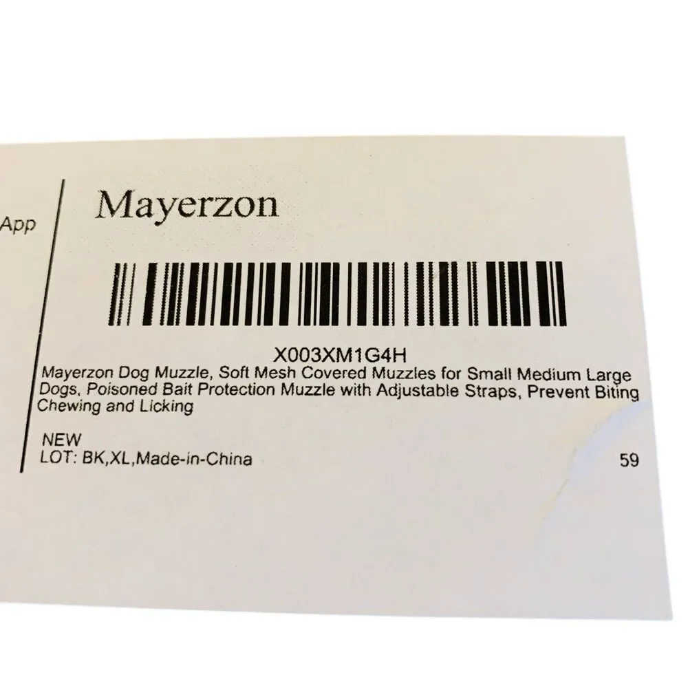 Mayerzon Dog Muzzle, Soft Mesh Large Dogs in Black Size: XL (12.5”-13.75”) New